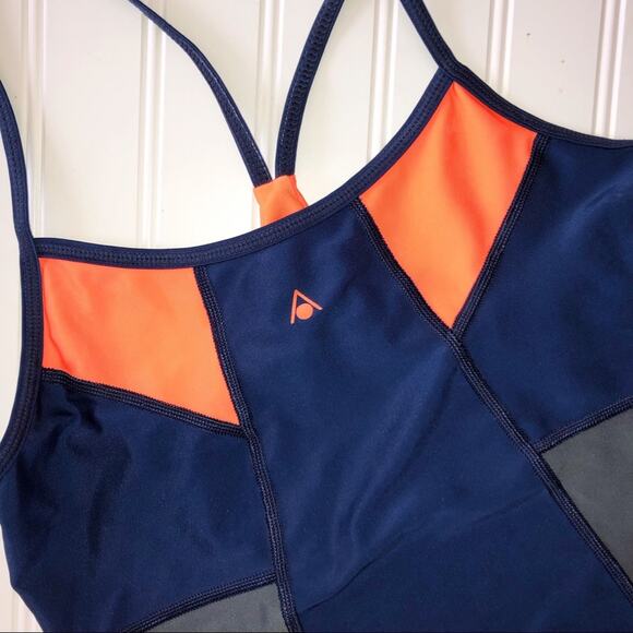 Aqua Sphere Navy Orange Aqua light full piece swimsuit size 10 / 36 - Picture 2 of 5